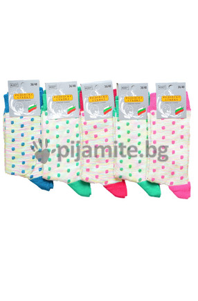 Дамски памучни чорапи - точки 36/40 - 5бр./пакет
